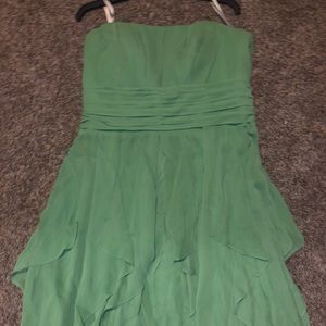 David Bridal Strapless Green Bridesmaid Dress